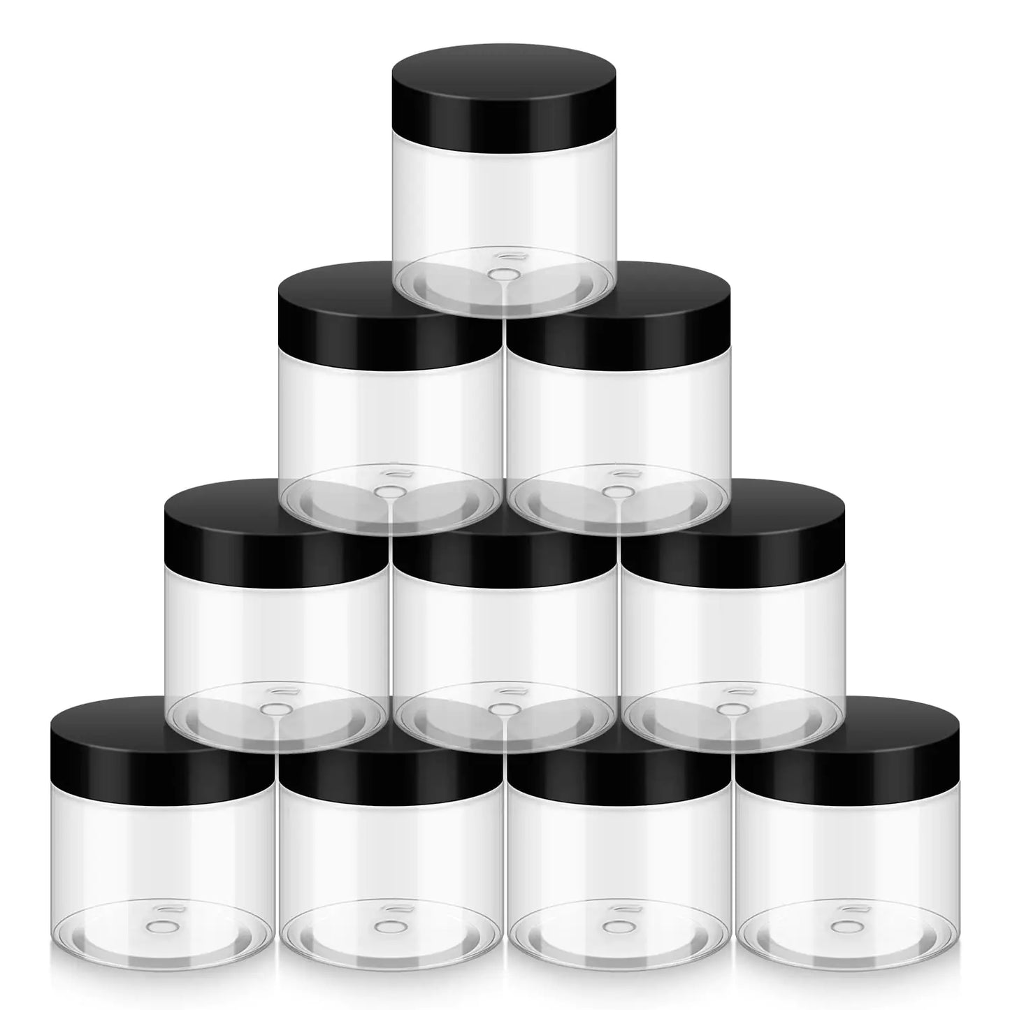 Household 2oz Plastic Jars with Lids 10 Pack BPA Free Reusable Refillable Transparent Cosmetic Containers for Bath Salts Cosmetics Powders Beauty Product and Small Accessories