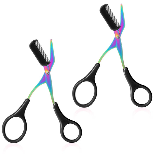 Eyebrow Trimmer Scissor Professional Eyebrow Scissors with Comb Stainless Steel Eye Brow Razors Portable Non Slip Hair Removal Beauty Accessories for Men Women (Black)